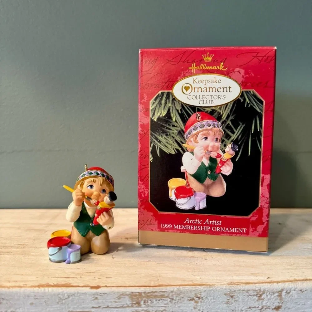 1999 Hallmark Arctic Artist Santas Elf Vintage Christmas Keepsake Ornament | 90s